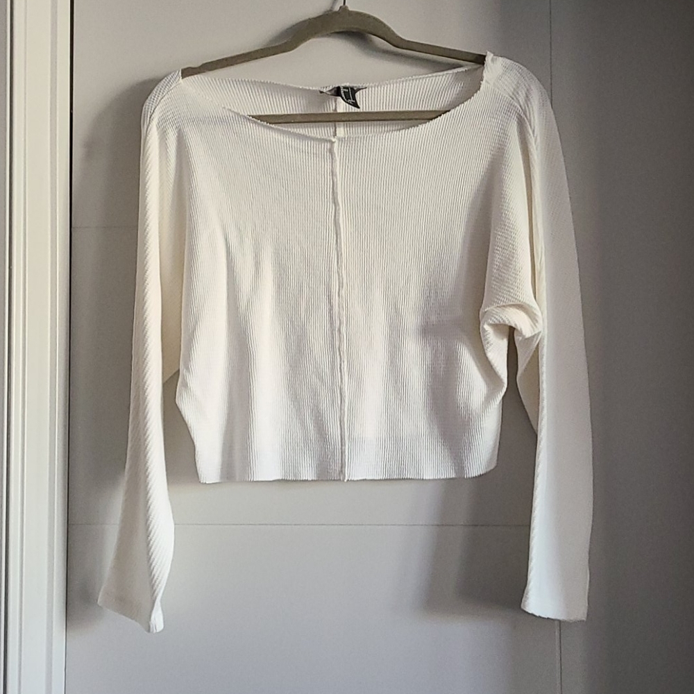 Forever 21 Wide Neck Raw Hem Top